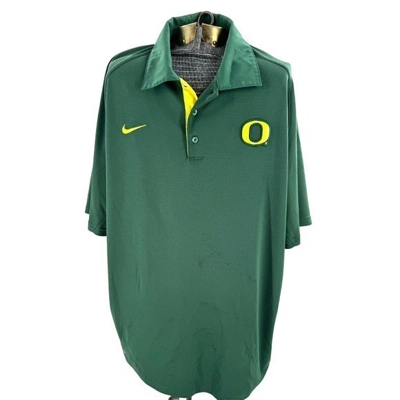 NCAA Nike Oregon Golf Polo Shirt Collar Green Short Sleeve Pullover Mens Size XL - Picture 1 of 9